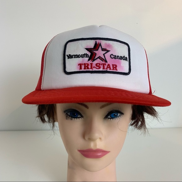 Vintage Trucker Hat Yarmouth Tri-Star Canada SnapBack Rare - Picture 2 of 8